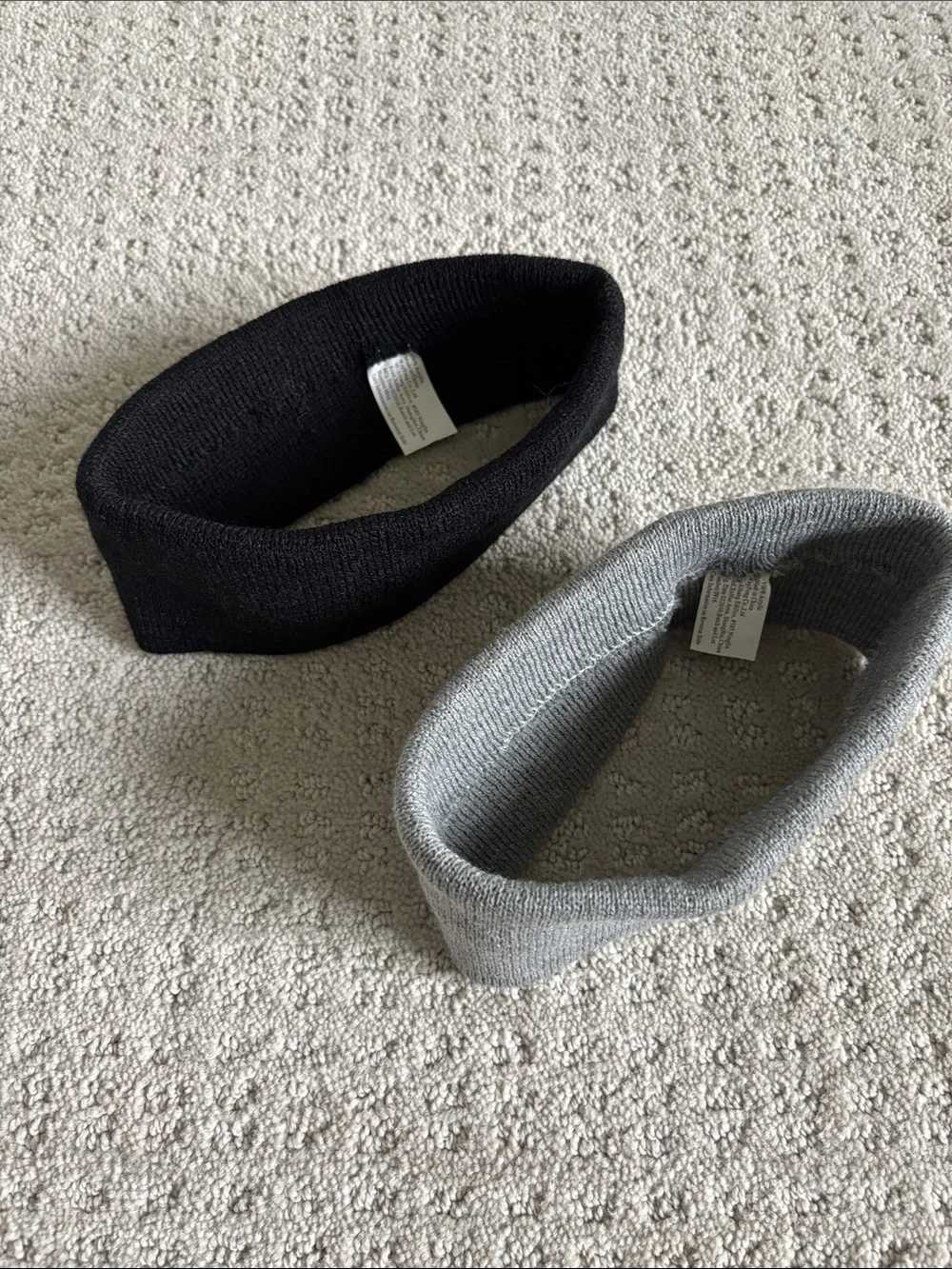 Set of Two Knit Headbands in Black and Gray